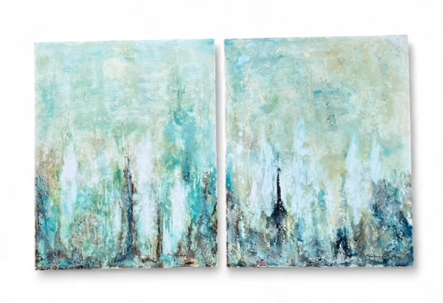 Painting - Maeve Erickson - Fog and Sea Diptych