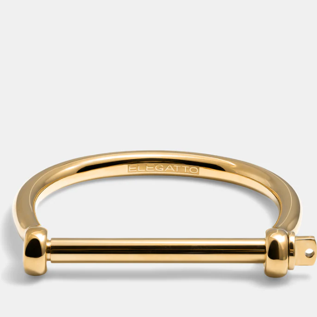 Gold Shackle Screw Bangle Bracelet - 18k Gold Plated Stainless Steel