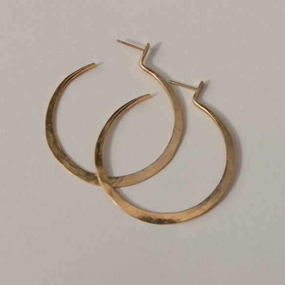 Gold Textured Lenga Hoops, Tapered Design