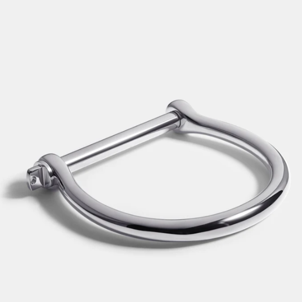 Silver Shackle Screw Bangle Bracelet - 925 Sterling Silver Plated Stainless Steel