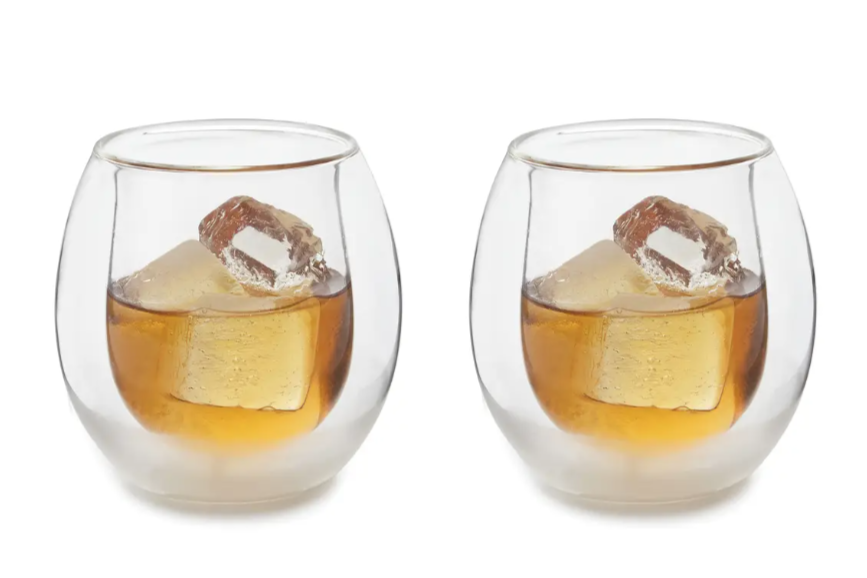 Whiskey Glasses Set of 2, Double Wall