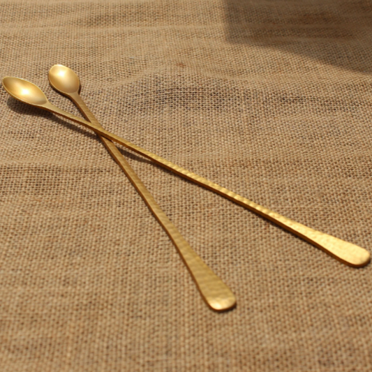 Long Gold Pebbled Cocktail Spoon