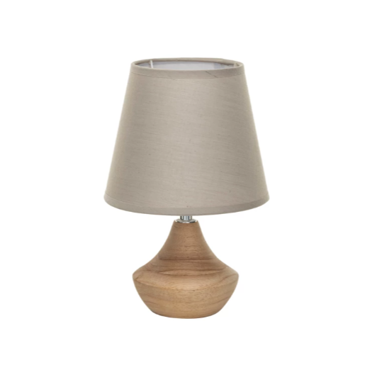 Eucalyptus Wood Table Lamp with Linen Shade 7"