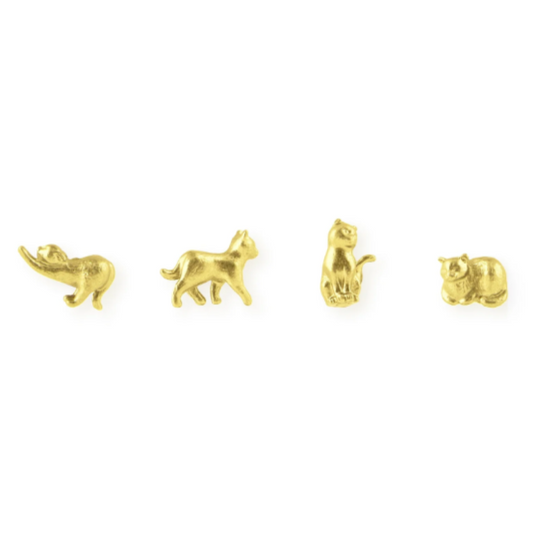 Cat Magnets, Set of 4, Cast Metal Gold