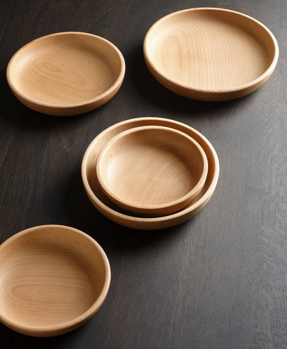 Beech Shallow Bowl - Wood Salad or Serving Bowl, Made in California