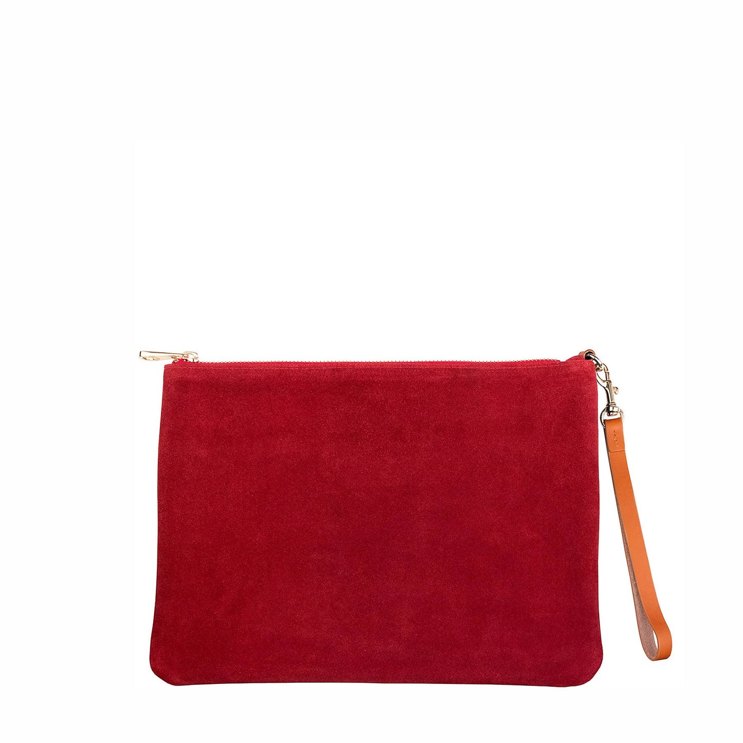 "Sofie" Suede Clutch with Leather Wristlet Strap