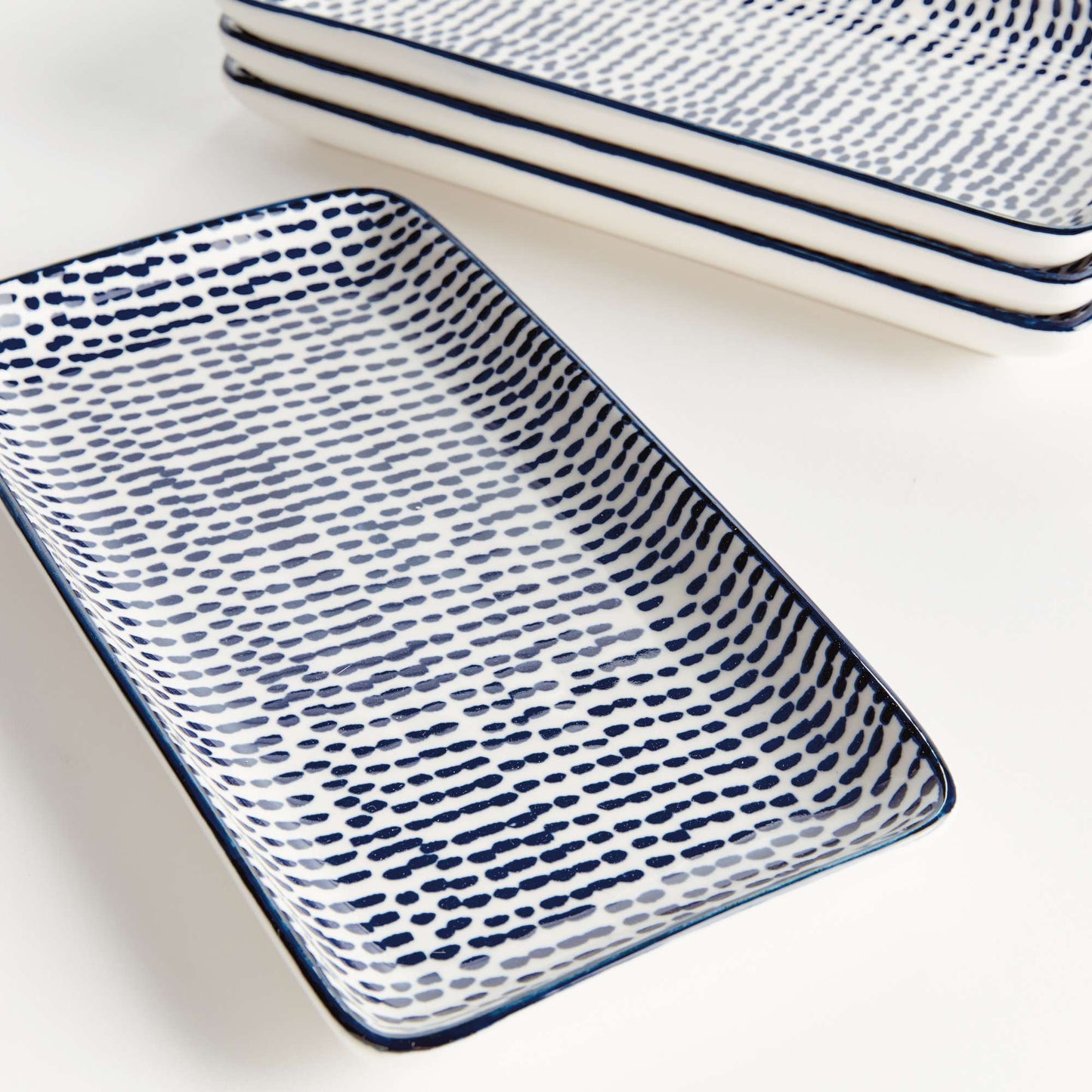 Stria Speckled 8" Trays - Dark Blue and White, Ceramic