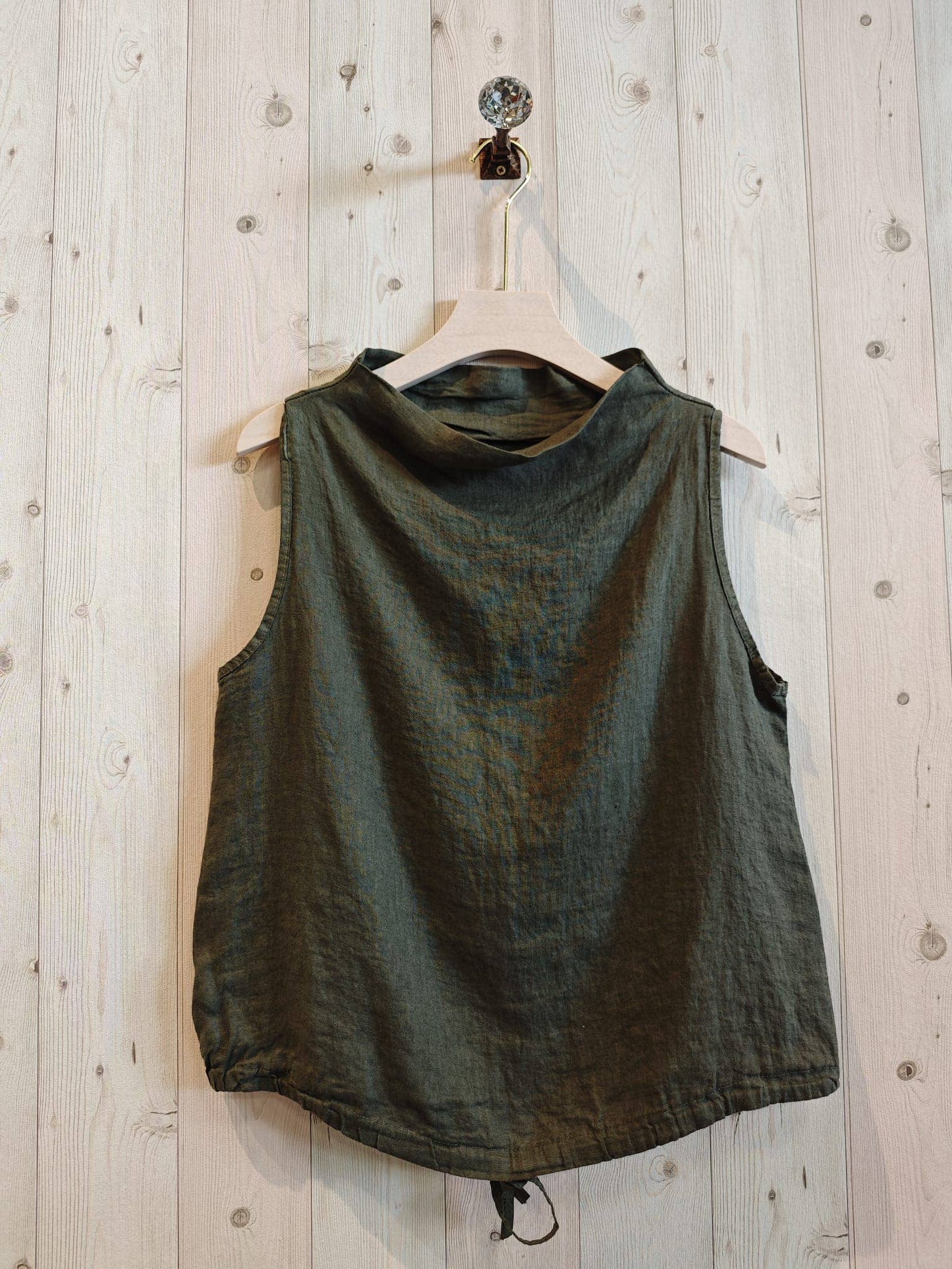Linen Boatneck Sleeveless Blouse, 100% Linen, Made in Italy