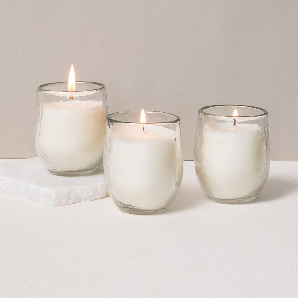Large Pebbled Glass Filled Votive Candles - Sold Individually