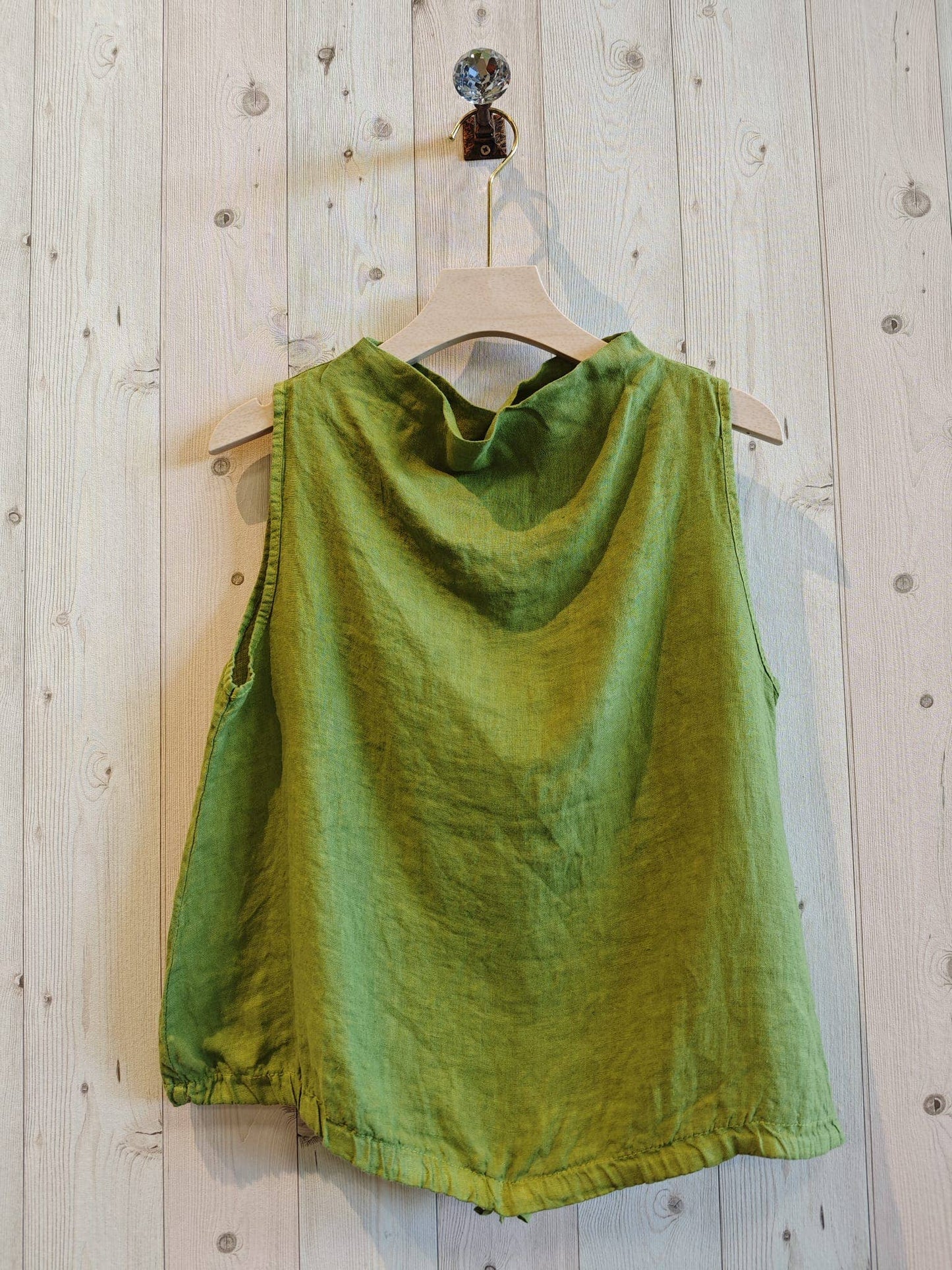 Linen Boatneck Sleeveless Blouse, 100% Linen, Made in Italy