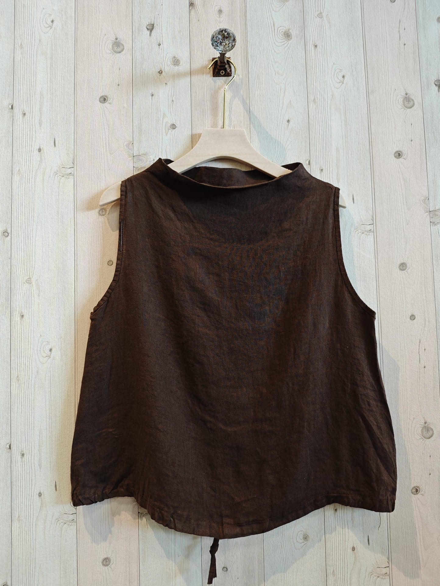 Linen Boatneck Sleeveless Blouse, 100% Linen, Made in Italy