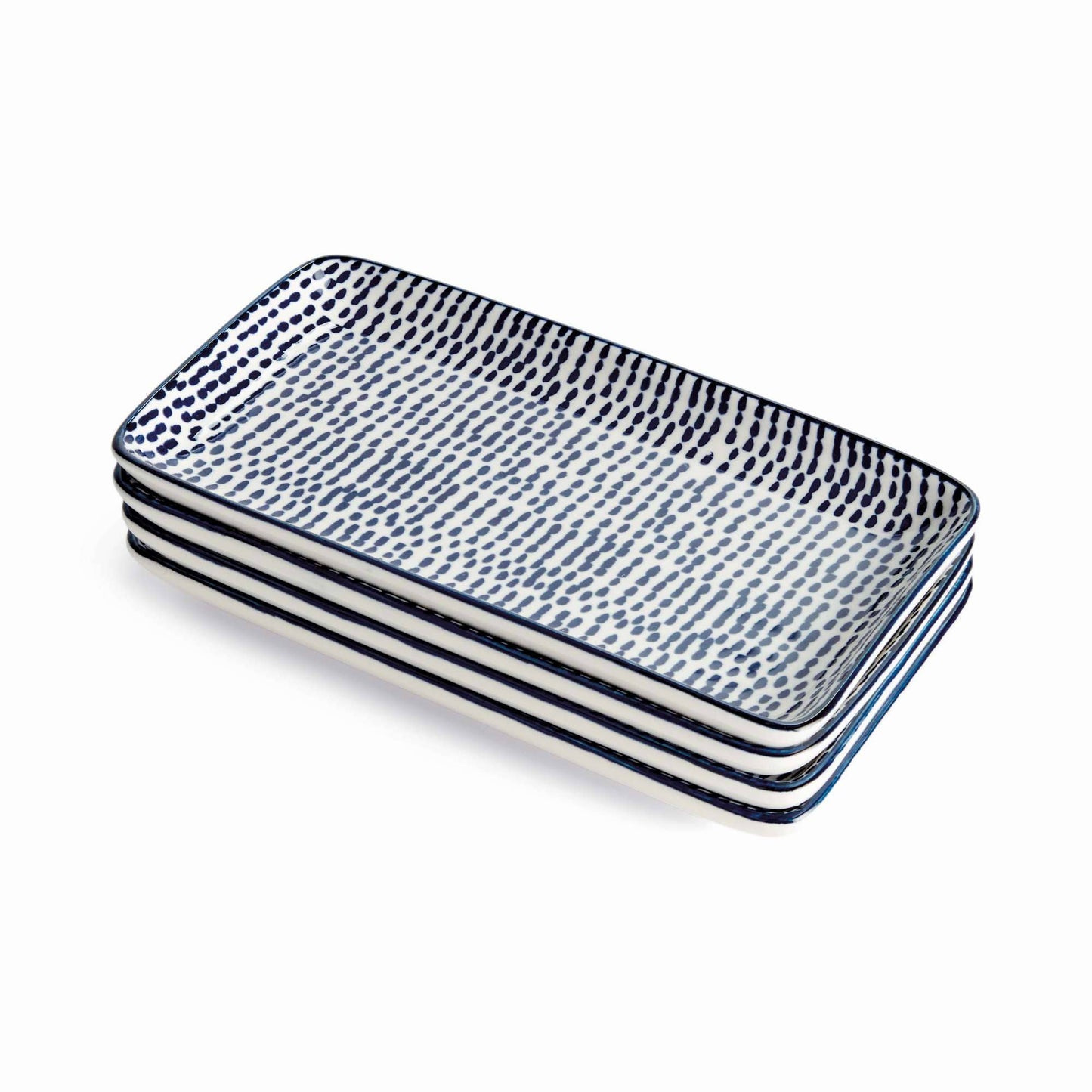 Stria Speckled 8" Trays - Dark Blue and White, Ceramic