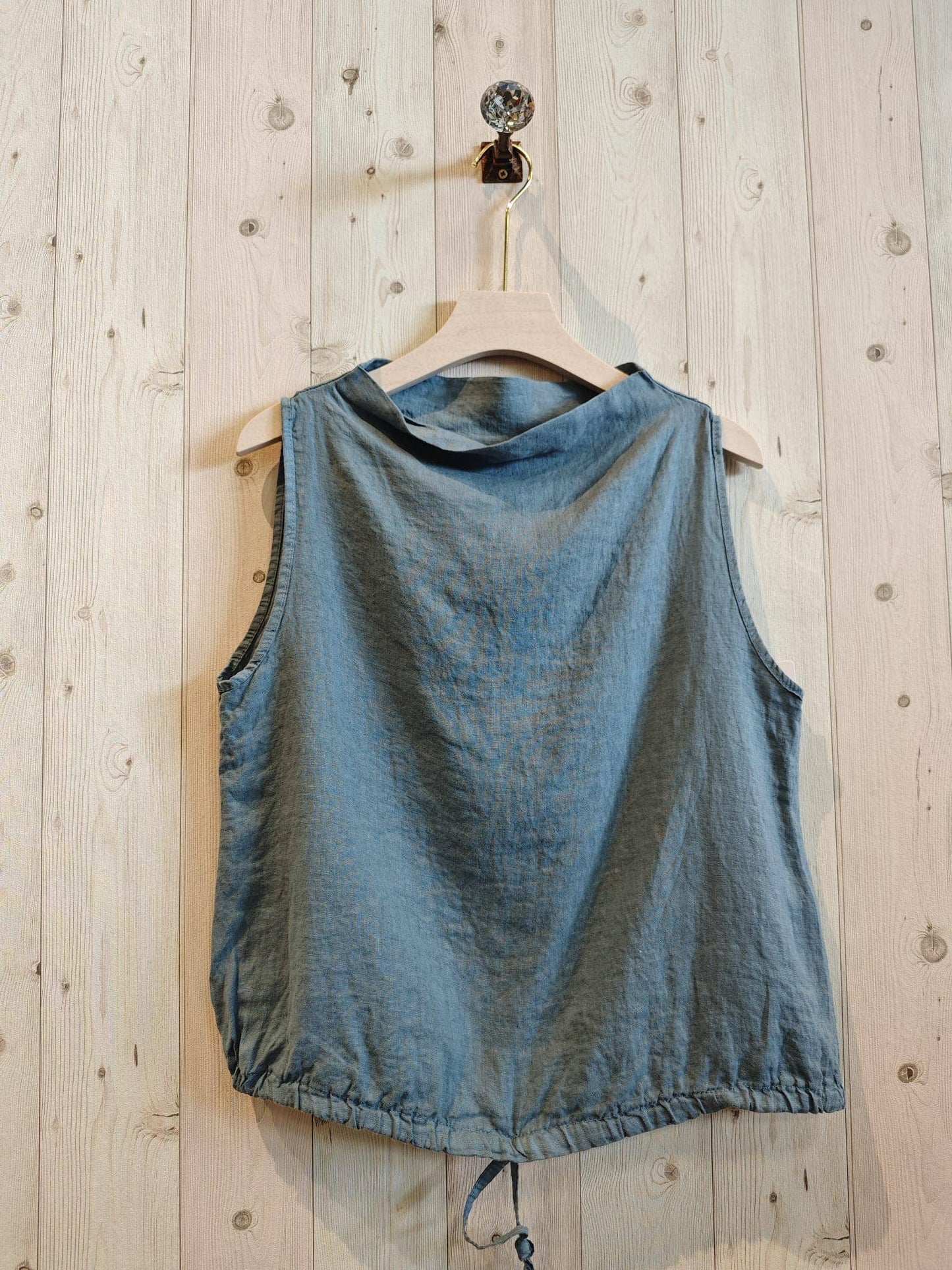 Linen Boatneck Sleeveless Blouse, 100% Linen, Made in Italy