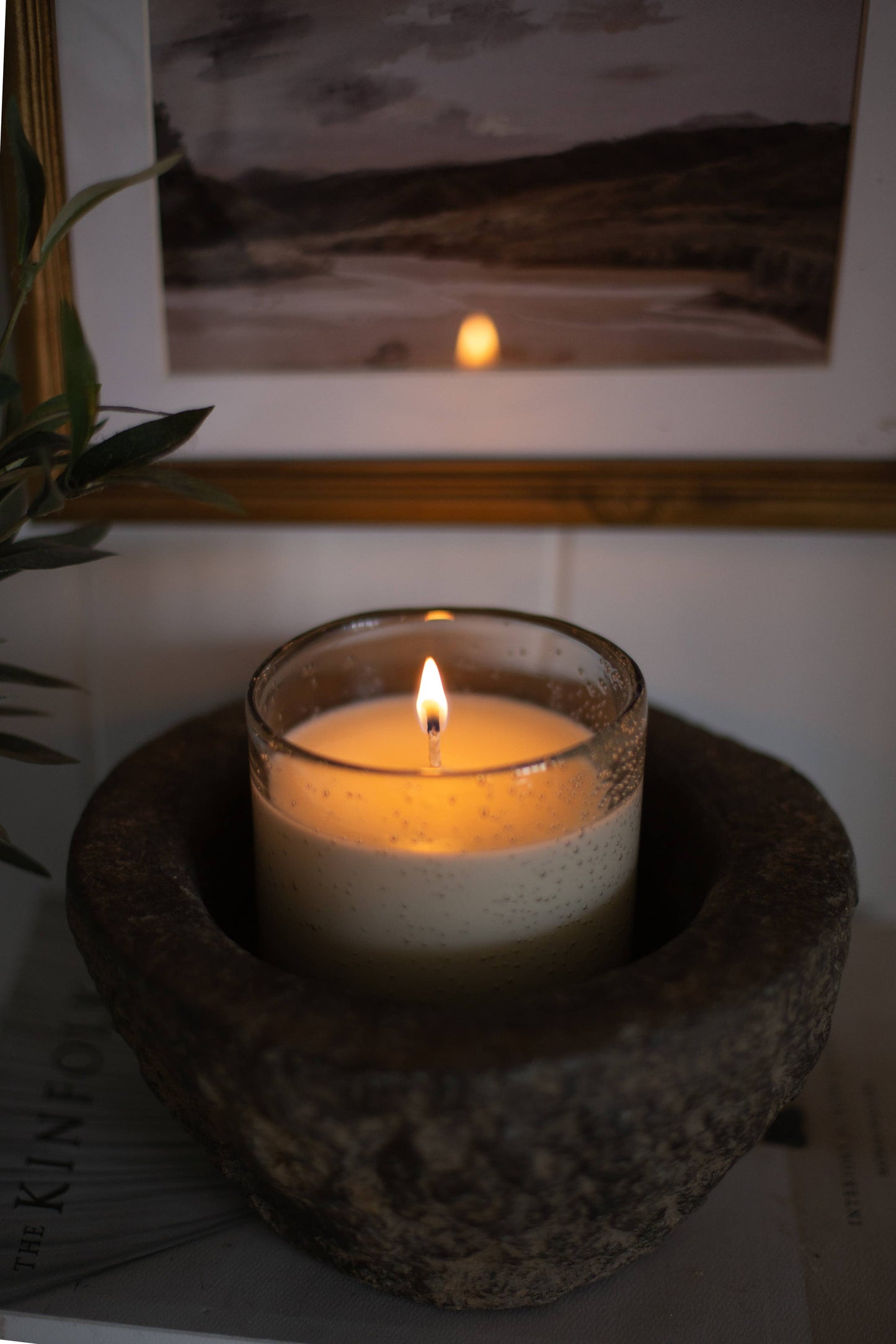 Modern Rustic Bubble Glass Candle, Made in the US