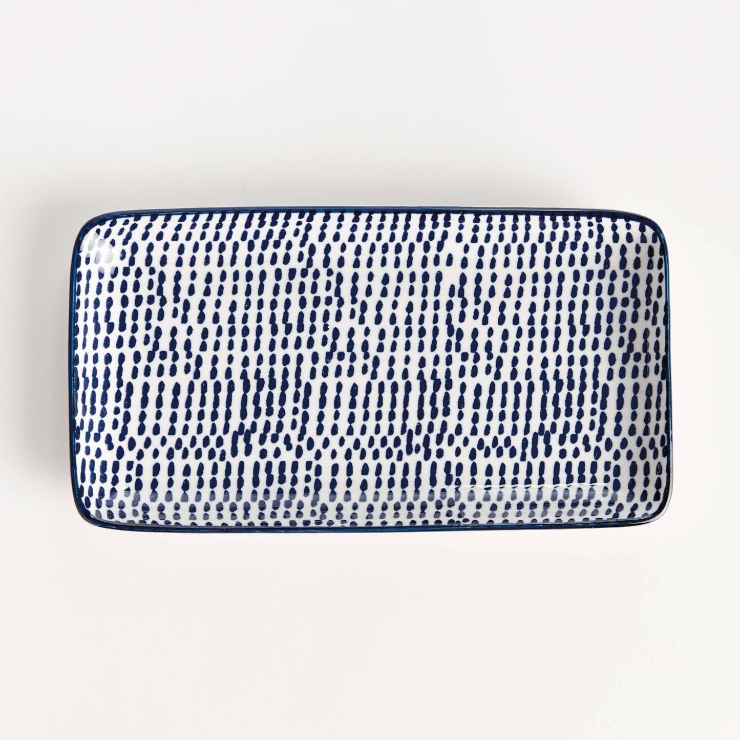 Stria Speckled 8" Trays - Dark Blue and White, Ceramic