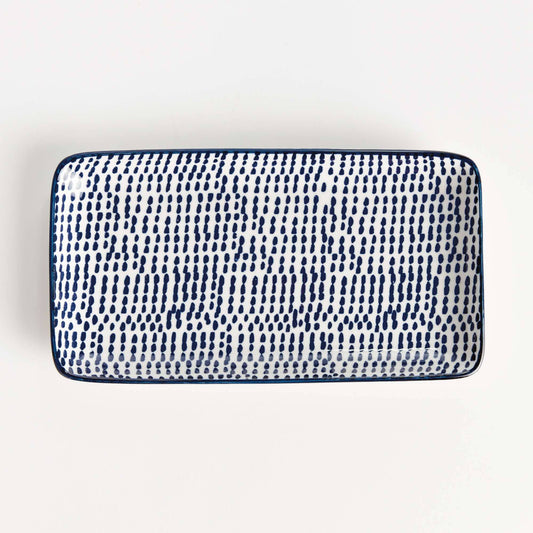 Stria Speckled 8" Trays - Dark Blue and White, Ceramic