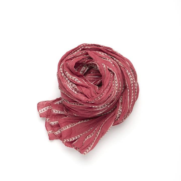 Tangerine Clay Scarf, Hand Block Printed, Organic Cotton, India