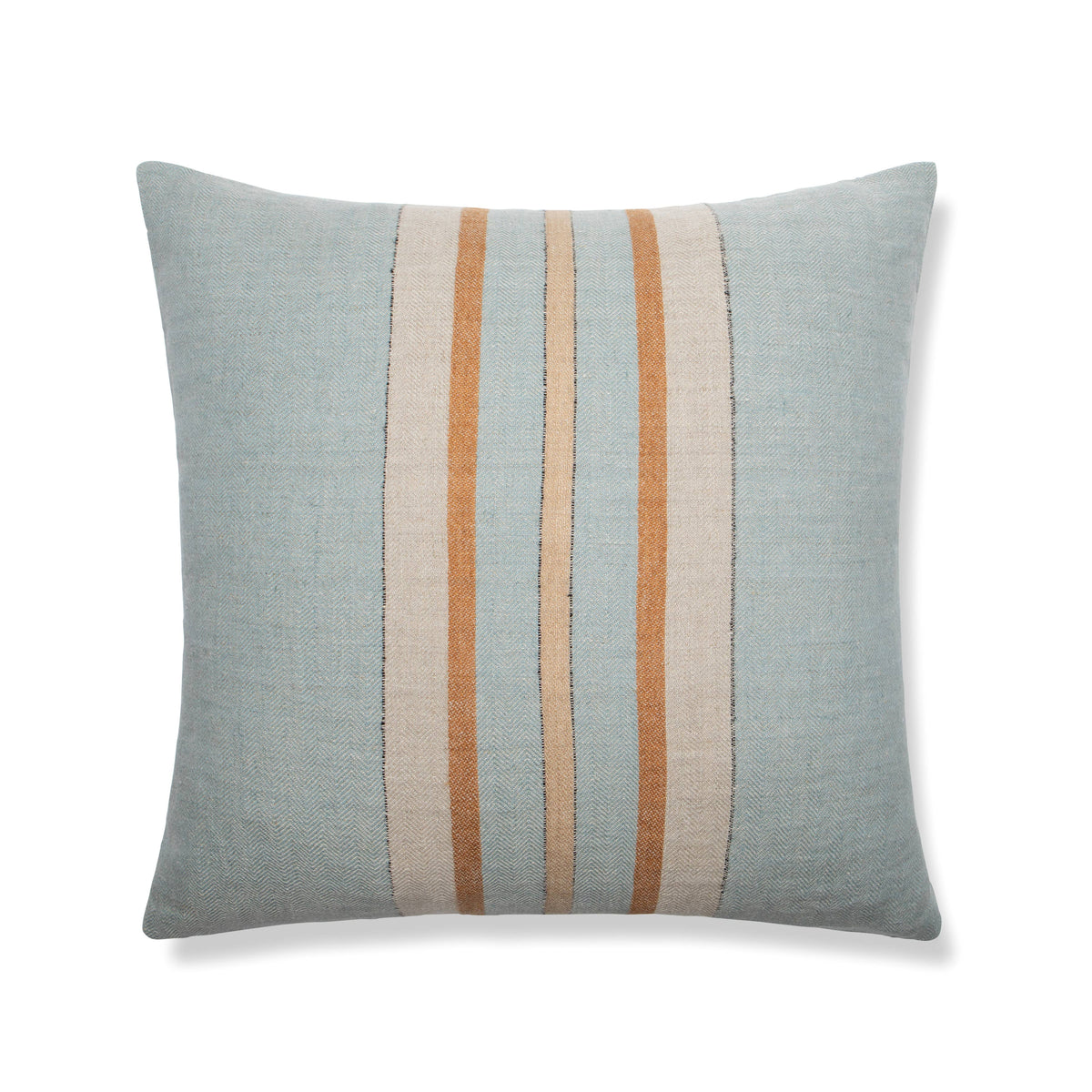 Bruges Wide Stripe Cushion Sea Blue and Chestnut 22"x 22"