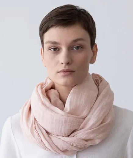 Linen Scarf Light Rose 18 " x 79" 100% Linen